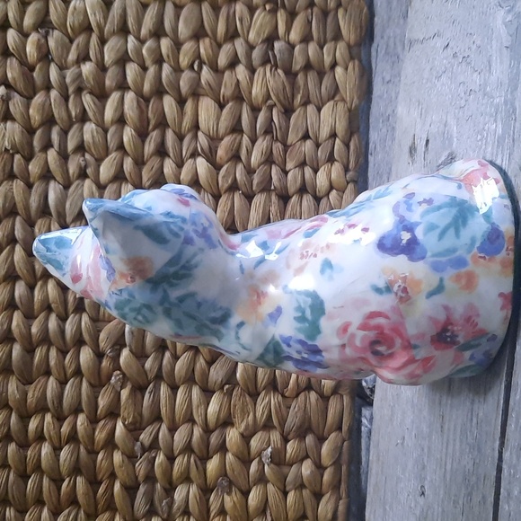 Vintage pastel chintz cottage core handmade decoupage sitting Cat Figurine - Picture 4 of 5